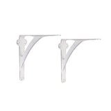 Set of 2 Classic 7 3/8 Inches Iron Shelf Brackets with Distressed White Finish Heavy Duty Adjustable Support Brackets Easy Installation Hardware