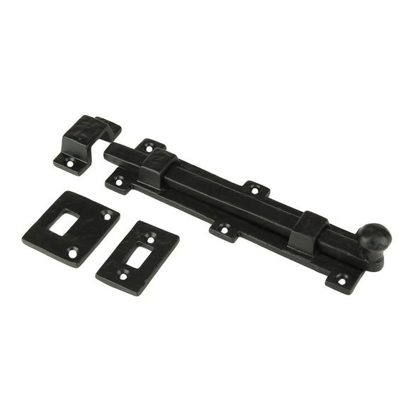 Iron Surface Door Slide Bolt 8 x 2 Inches with 3 Gate Latch Black Powder Coat Finish