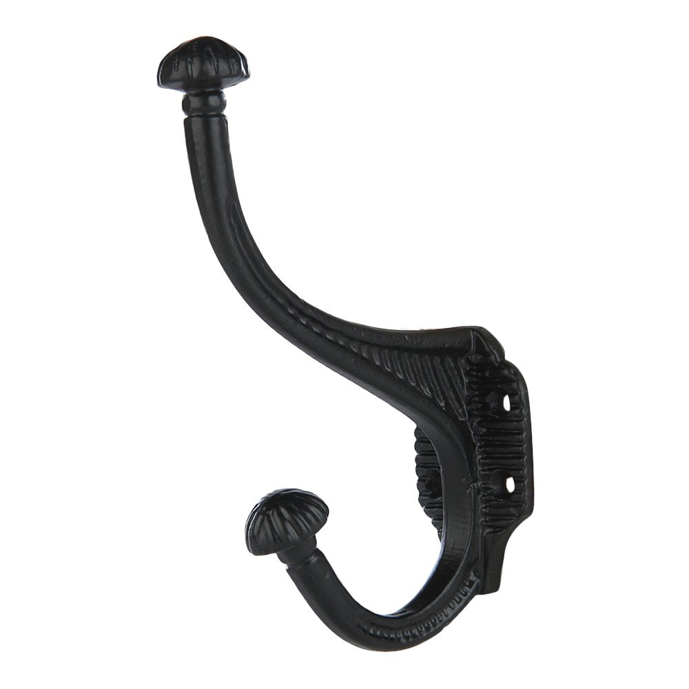 Set of Heavy Duty Wall Mounted Inch Double Coat Hooks in Black