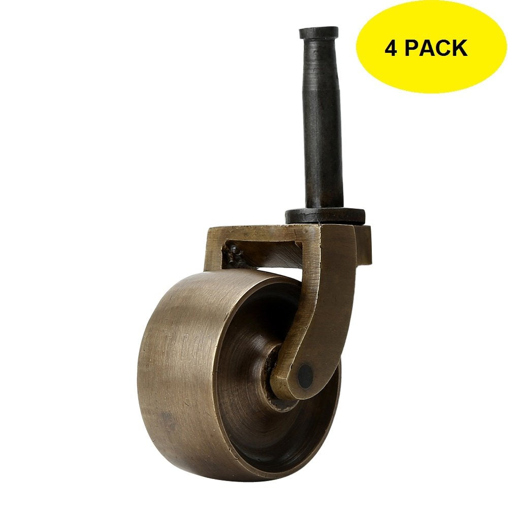 Set of 4 Solid Brass Swivel Caster Heavy Duty & Safe for All Floors Perfect  Replacement for Floor Mat Polished Brass Finish Wheels for