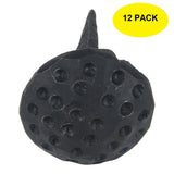 (Set of 12) 1 x 1 Inch (approx.) Round Iron Clavos Decorative Nails, Hand Forged, Natural Black Finish