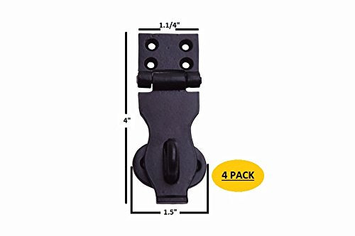 Set Of 4 Heavy Duty Door Hasp Latches – 4" Brass With Weathered Bronze Finish For Barn Doors, Trunks, Cabinets - View #4