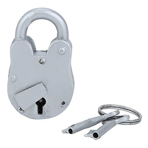 Set of 2 Padlocks, Functional 3 Inch Size Vintage Padlock, Antique Padlock, Handmade Cast Iron, Decorative Padlock Comes with Two Keys. Silver Finish for Security and Antique Decoration