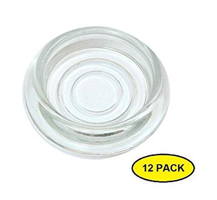 3 Inch Dia. 12-Pack Clear Glass Furniture Coasters / Caster Cups by A29