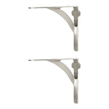 Set of 2 Classic 5 7/8 Inches Brass Shelf Brackets with Brushed Nickel Finish Heavy Duty Adjustable Support Brackets Easy Installation Hardware