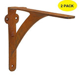 Set of 2 Classic 7 3/8 Inches Iron Shelf Brackets with Rust Finish Heavy Duty Adjustable Support Brackets Easy Installation Hardware