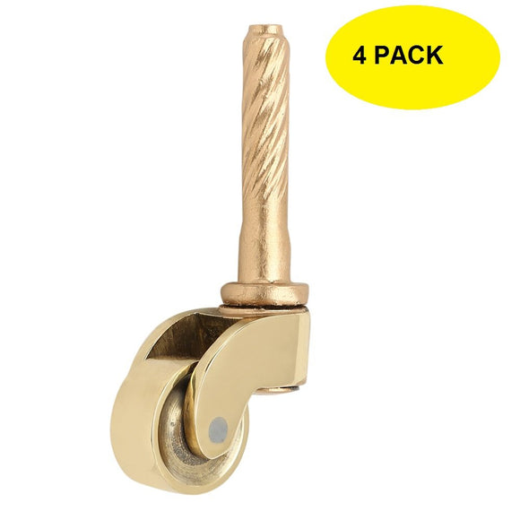 Set of 4 Solid Brass Stem Caster Heavy Duty & Safe for All Floors Perfect Replacement for Floor Mat Polished Lacquered Finish Caster Wheels for Chairs/Tables/Furniture