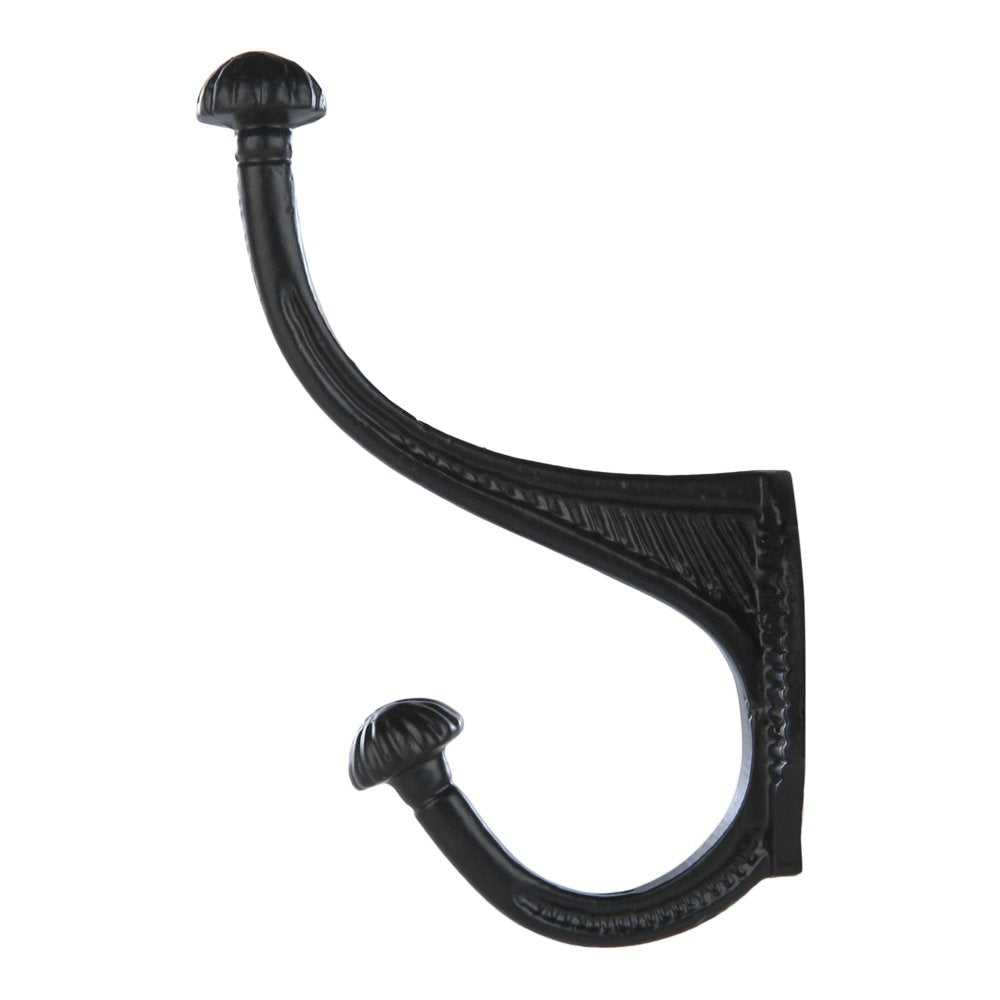 Set of Heavy Duty Wall Mounted Inch Double Coat Hooks in Black