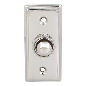 Wired Brass Doorbell Chime Push Button in Polished Nickel Finish, 2 1/2 x 1 1/8 inch, Vintage Decorative Door Bell with Easy Installation