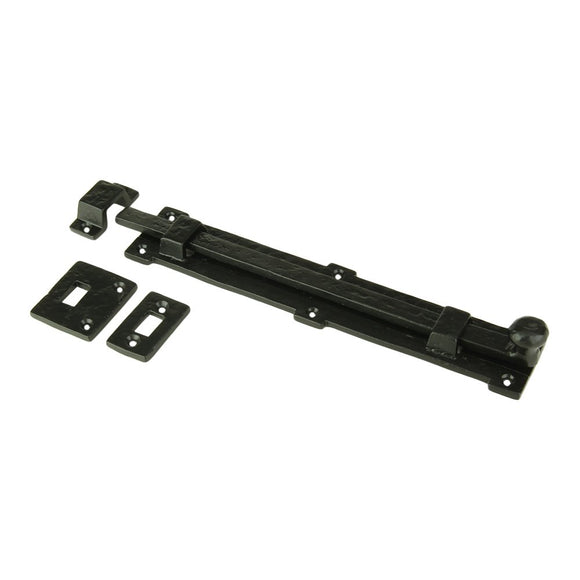 Iron Surface Door Slide Bolt 12 x 2 Inches with 3 Gate Latch Black Powder Coat Finish