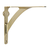 Set of 2 Classic 7 3/8 Inches Brass Shelf Brackets with Polished Brass Finish Heavy Duty Adjustable Support Brackets Easy Installation Hardware