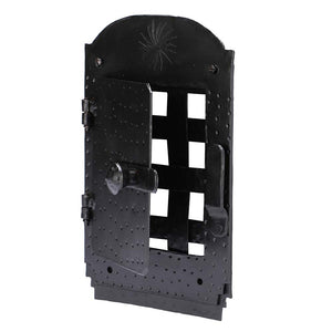 A29 Hand Forged Speakeasy Door Grill with Viewing Door, Black Powder Coat Finish (BPC)