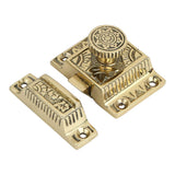 Solid Brass Cabinet Latch Handmade Polished Lacquered Finish Latch for Cabinet Closet Kitchen Door Windsor Design Sold as Each