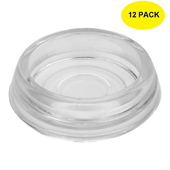 Set of 12, Clear Glass 2 9/16 Inch Dia. Furniture Coasters/Caster Cups Heavy Duty & Safe for All Floors
