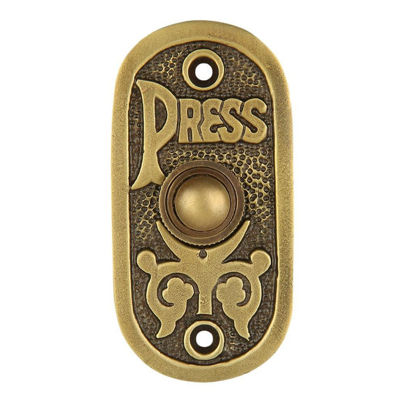 Wired Iron Doorbell Chime Push Button in Antique Brass Finish Vintage Decorative Door Bell with Easy Installation