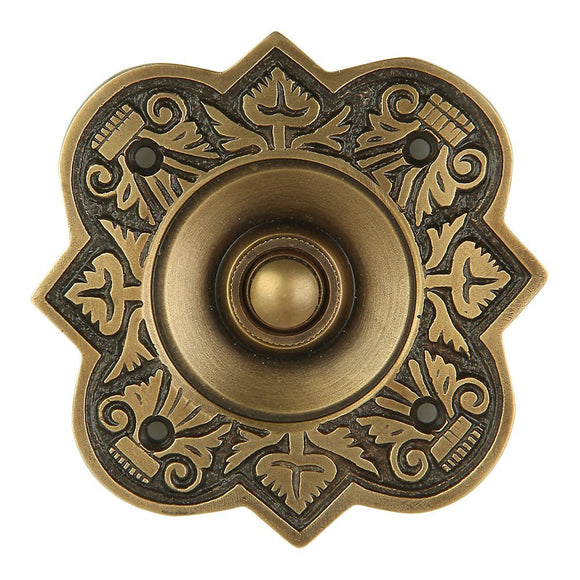 Wired Brass Door Bell Push Button 4 L Colonial Lacquered Finish