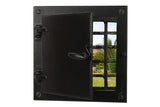 A29 Speakeasy Door Grill with Viewing Door, Black Powder Coat Finish, Large Size