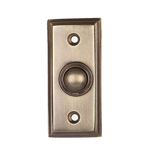 Wired Brass Doorbell Chime Push Button in Oil Rubbed Bronze Finish, 2 1/2 x 1 1/8 inch, Vintage Decorative Door Bell with Easy Installation
